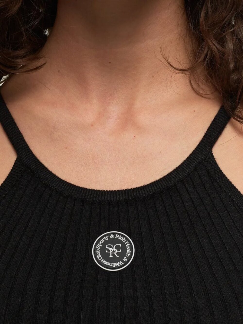 Sporty & Rich Black Ribbed Tank Top - Size Small